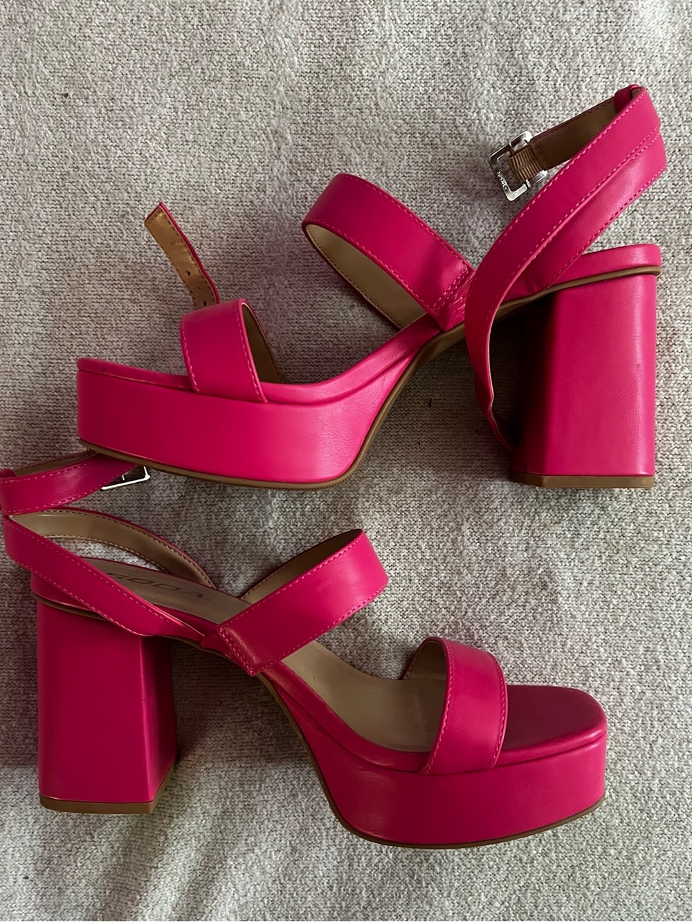 Soda Hot Pink Platform Block Heel Sandals